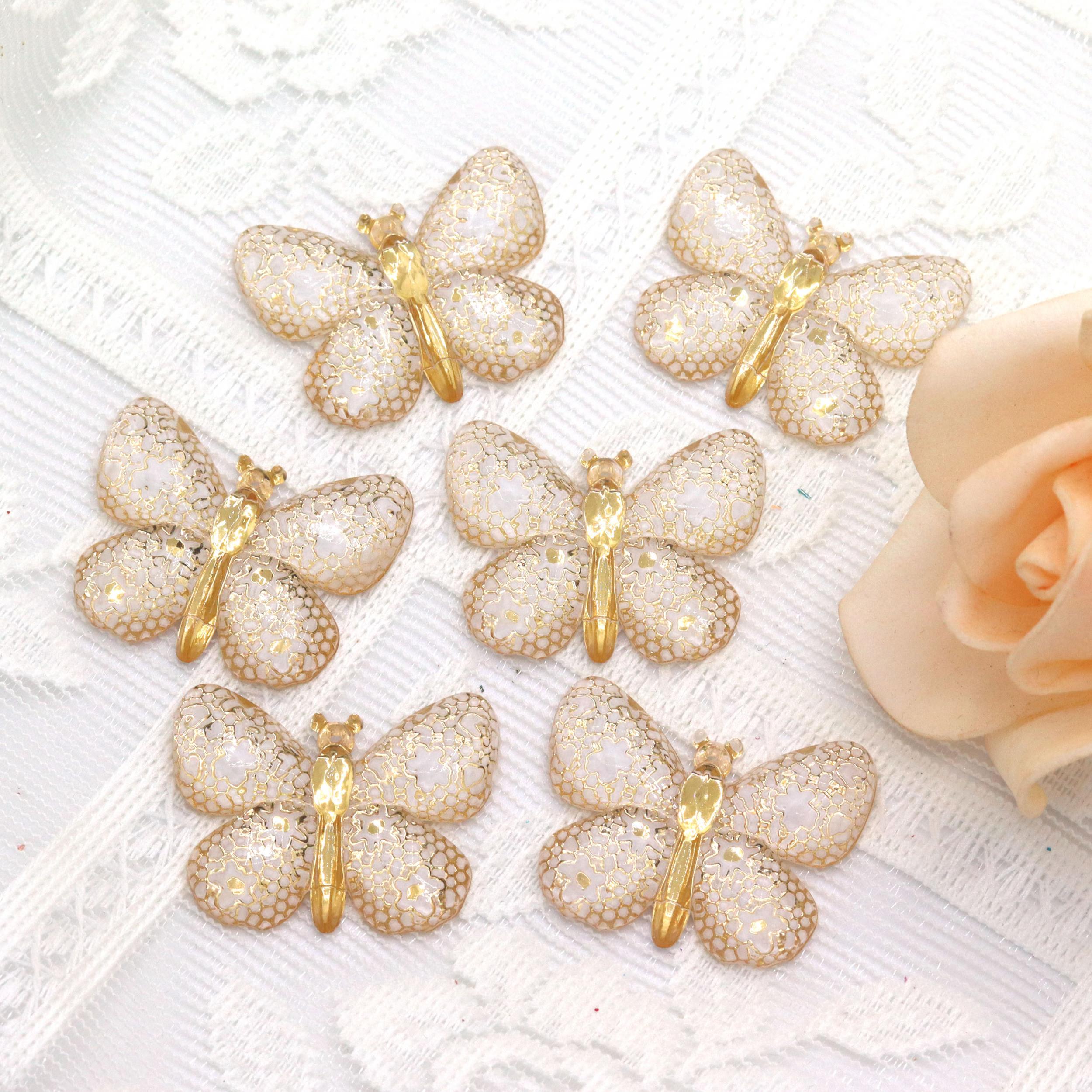 10Pcs Butterflies Resin Charms for DIY Keychain Crafts